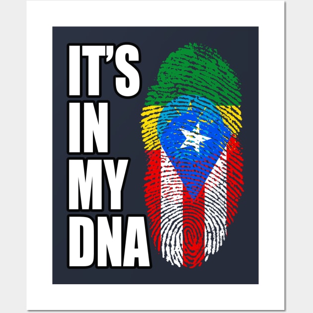 Puerto Rican And Ethiopian Mix DNA Flag Heritage Wall Art by Just Rep It!!